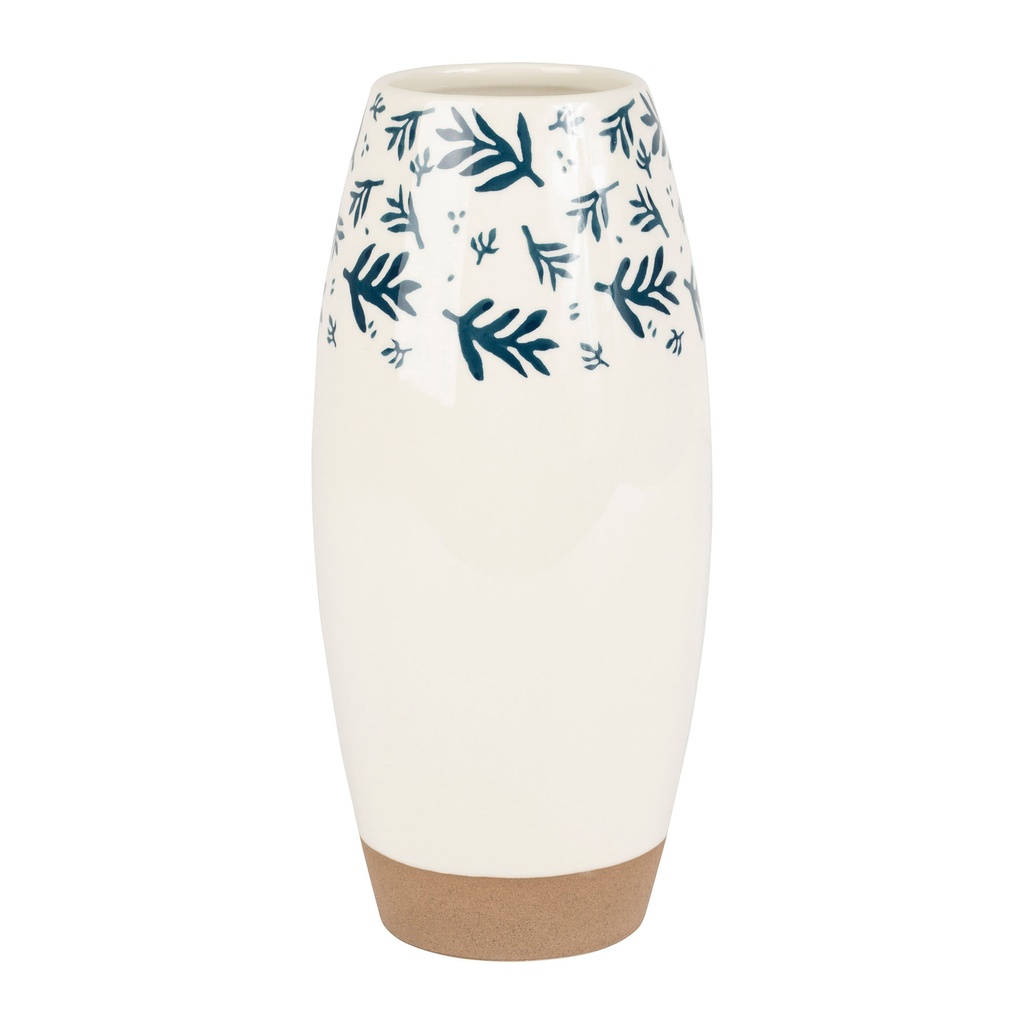 VASE FLEURI BLEU+BLANC D11XH24