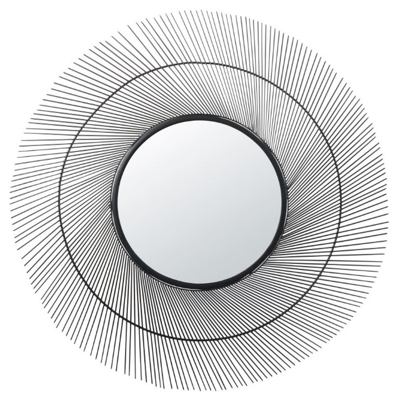 MIROIR METAL SOLEIL NOIR Ø55CM
