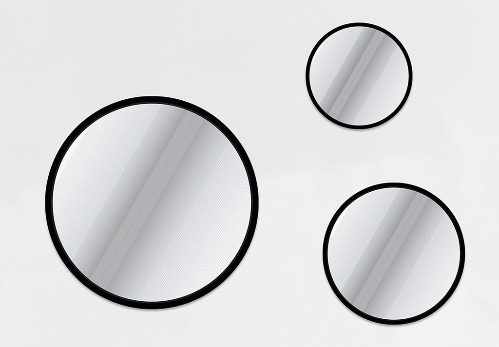 LOT 3 MIROIRS METAL NOIR 30CM 20CM 15CM
