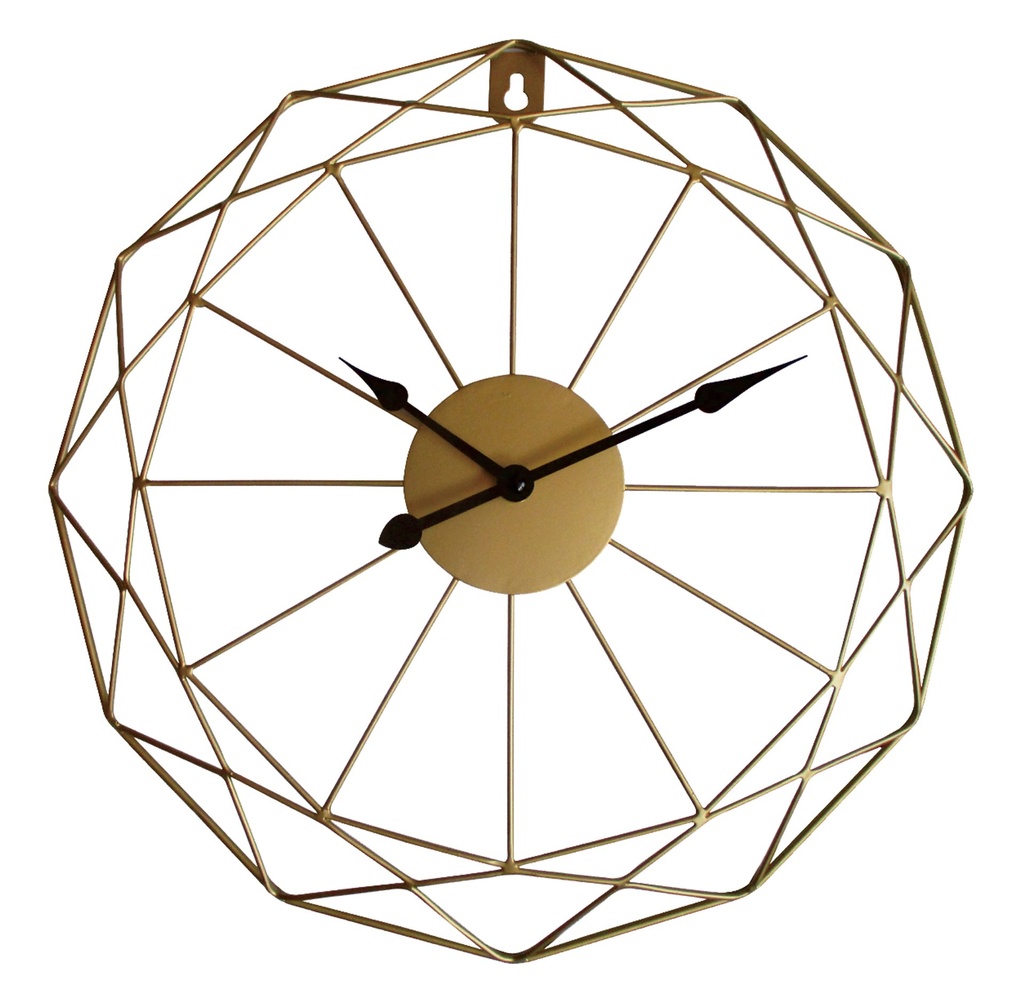 HORLOGE FILAIRE STRUCTURE DORE 40X40X3,5
