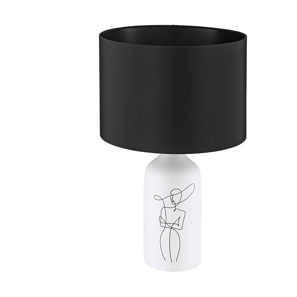 VINOZA LAMP DE TABLE 1X40W E27 H535 CERAM/BLANC/TEXTILE
