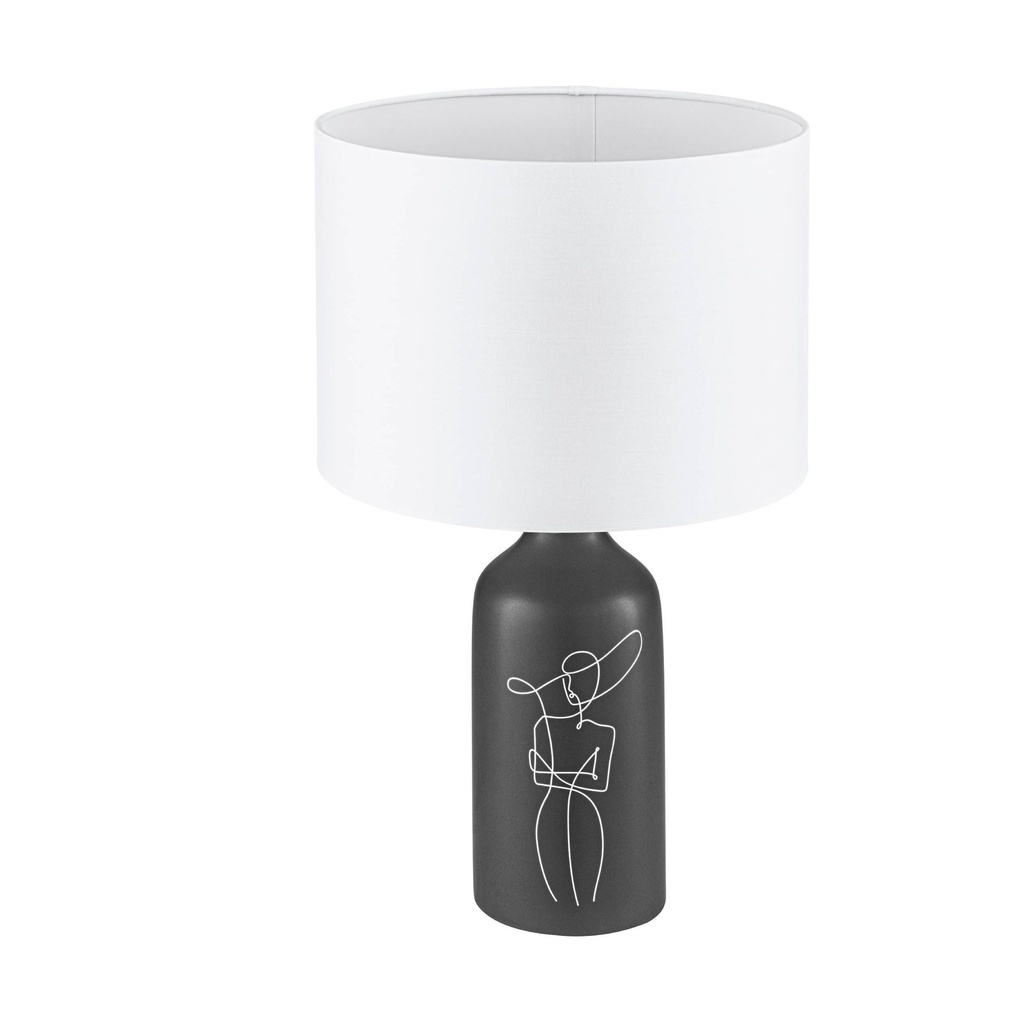 VINOZA LAMP DE TABLE 1X40W E27 H535 CERAM/NOIR/TEXTILE