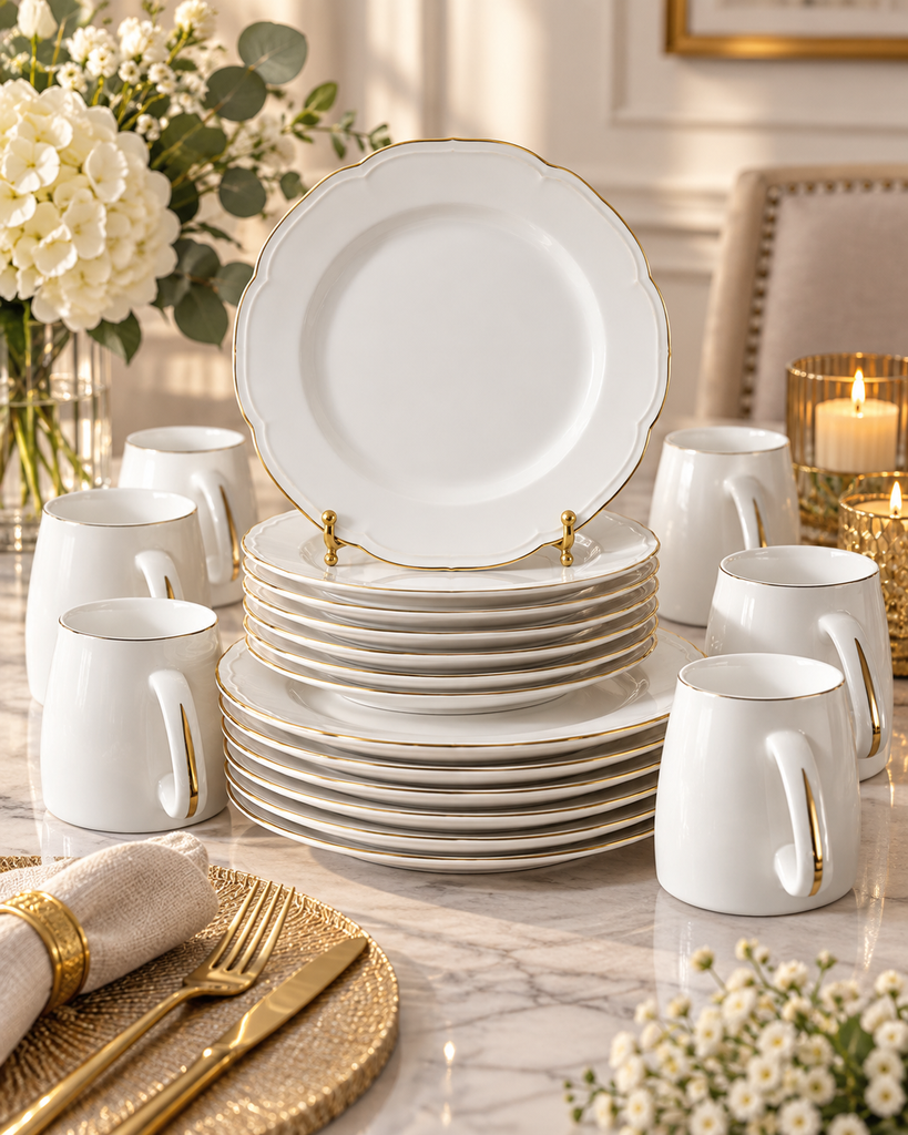 SET ASSIETTE FLORAL 18 PIÈCES 