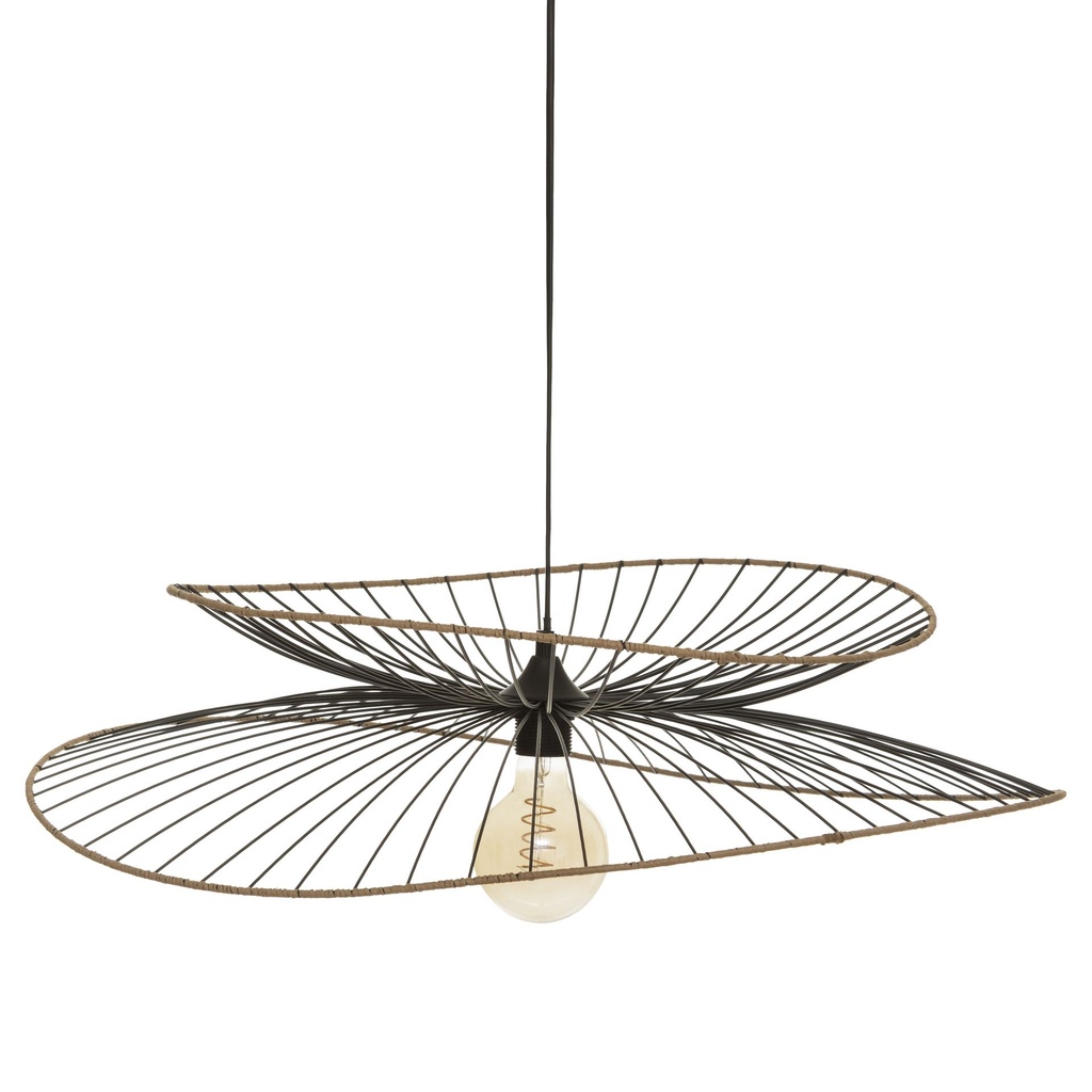LAMPE SUSPENDU ALARA 69.5X17.5CM FER POLY PVC NOIR