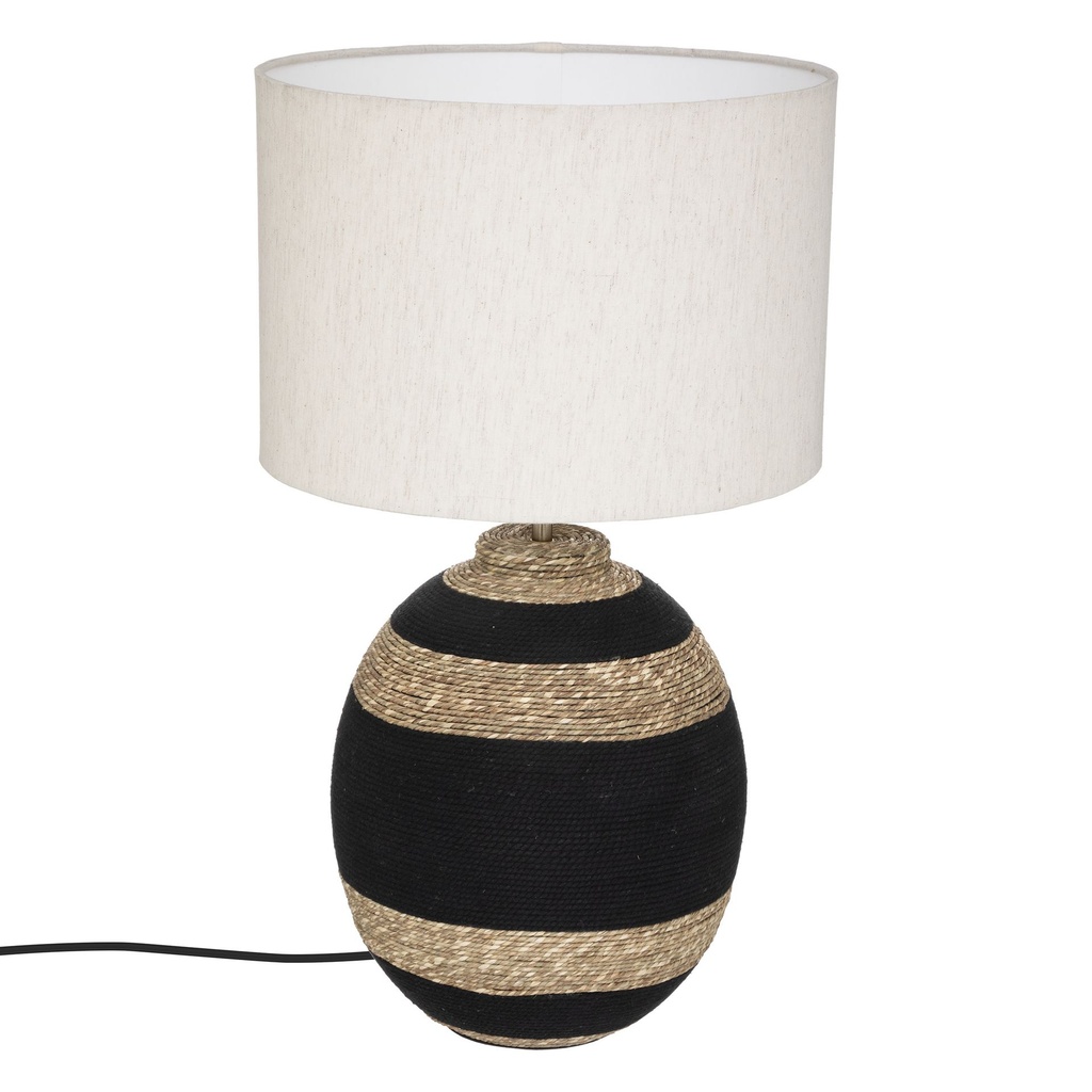 LAMPE BOULE JORIK 35X58CM COTON JUTE BEIGE
