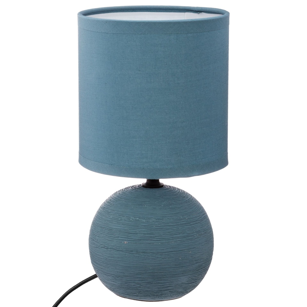 LAMPE BOULE STRIEE TIMEO H25CM CERAMIQUE BLEU