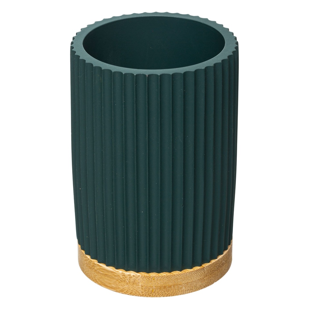 POT A BROSSE A DENTS MODERN 7.2X11CM PR BAMBOU PETROLE