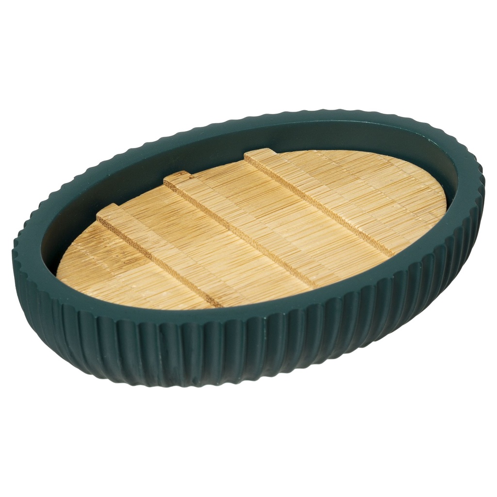 Porte Savon Modern 12.5x8.9x2.5cm Pr Bambou Petrole
