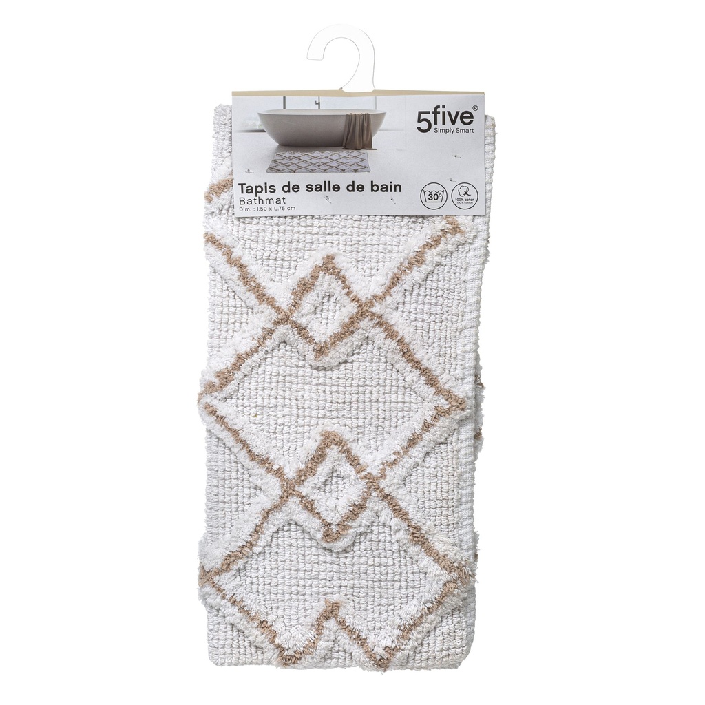 TAPIS DE BAIN ETHINQUE 50X75CM COTON TAUPE