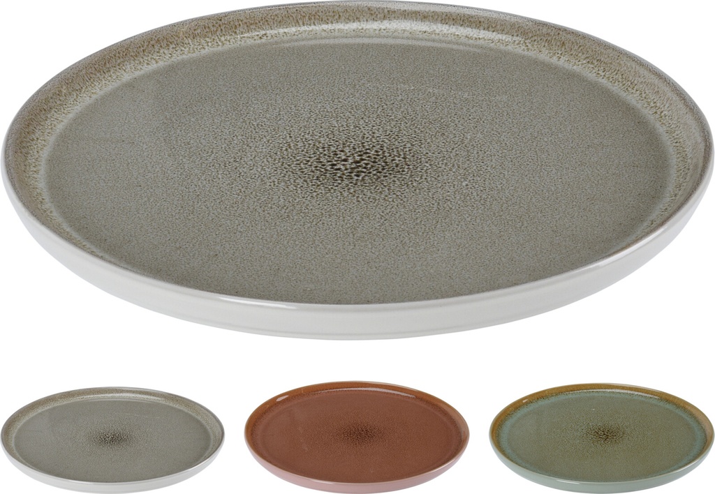 Assiette Faience Dia 27cm 3 Assorti Clrs