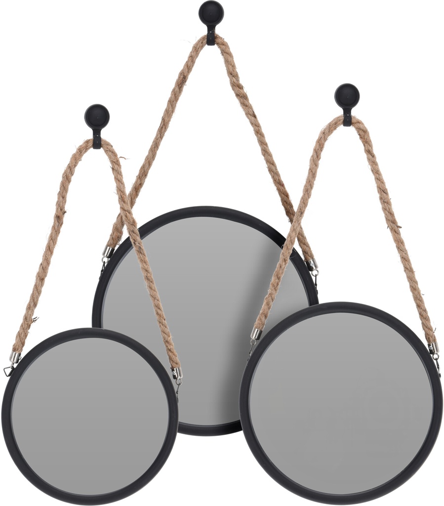 MIROIR ROND SET 3PCS NOIR 