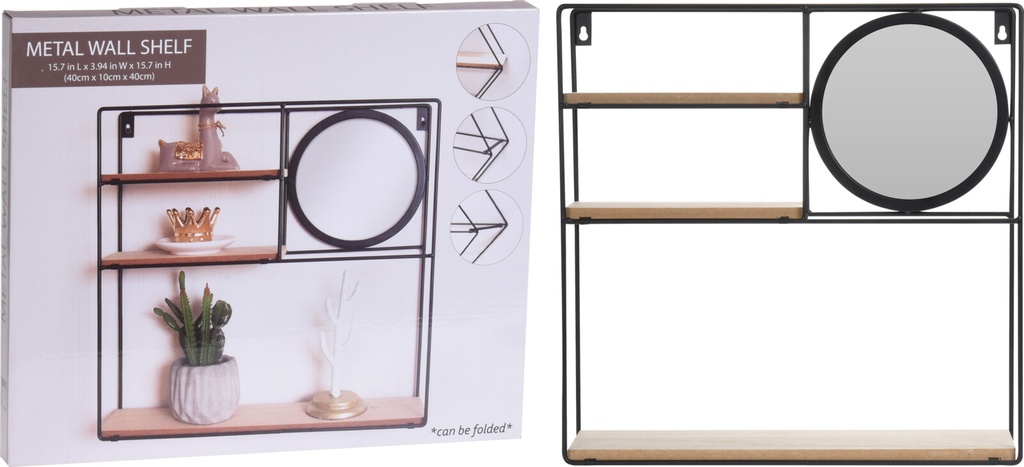 ETAGERE MURALE 49X4.7X41CM A MIROIR - METAL