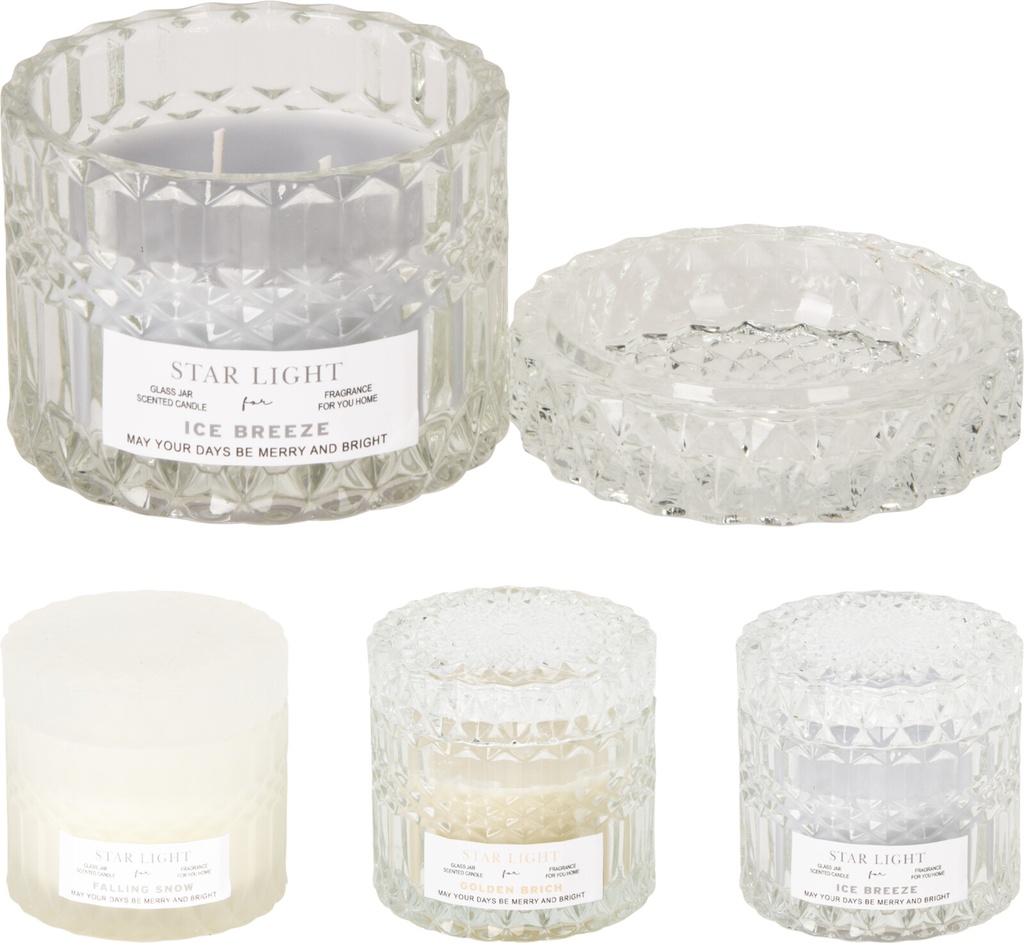 BOUGIE PARFUME DANS VERRE 9CM 3 ASSORTI