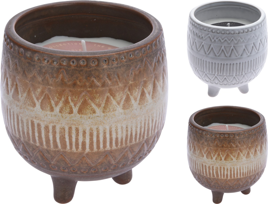 BOUGIE PARFUMEE CERAMIQUE 10X10CM 2 ASSORTI CLR