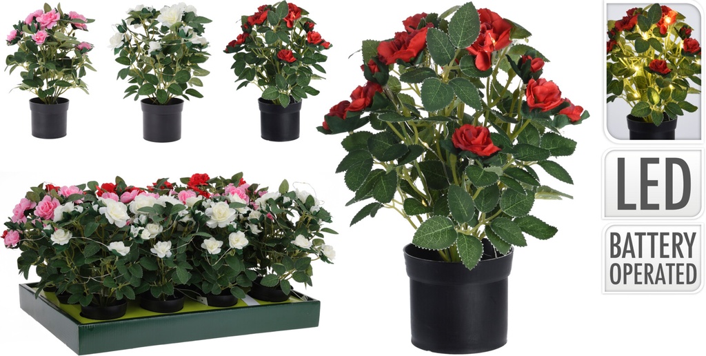 PLANTE ARTIFICIELLE EN POT MICROLED 25X18CM 3 CLRS