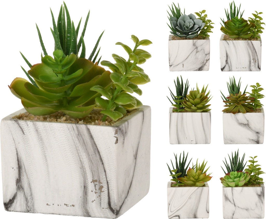 PLANTE ARTIFICIELLE POT CARRE CIMENT