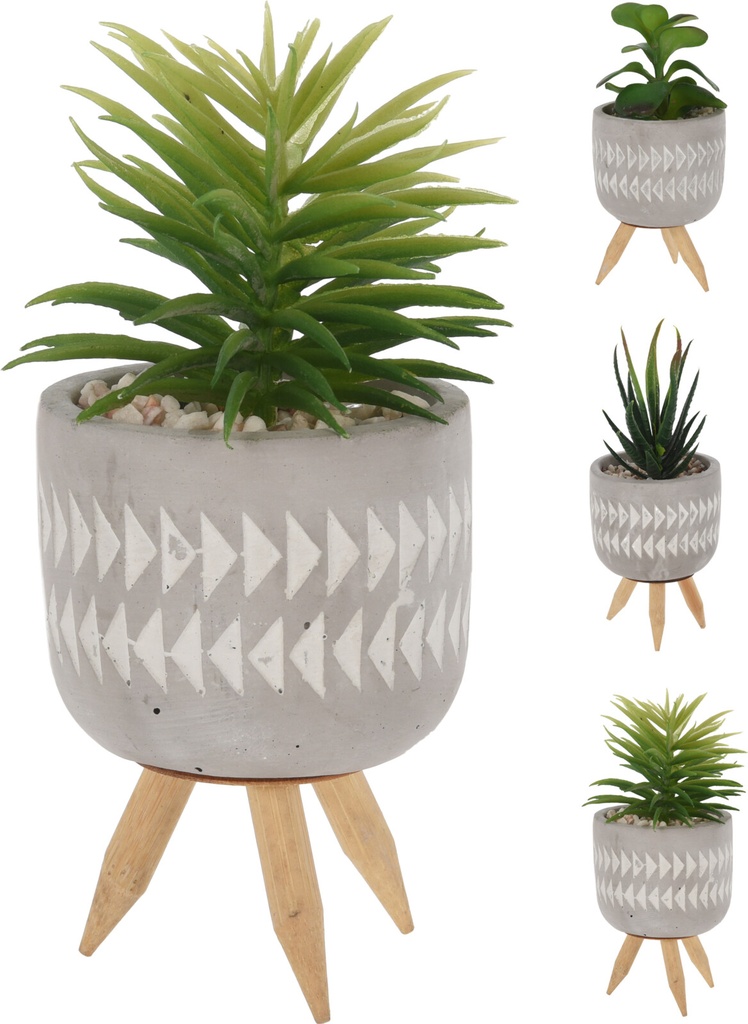 PLANTE ARTIFICIELLE EN POT CIMENT S/PD BAMBOU 8X16CM 4 ASS