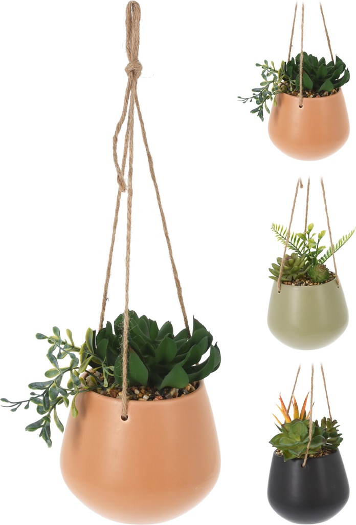 PLANTE ARTIFICIELLE EN POT 13.5X13.5X16CM 3 ASSORTI