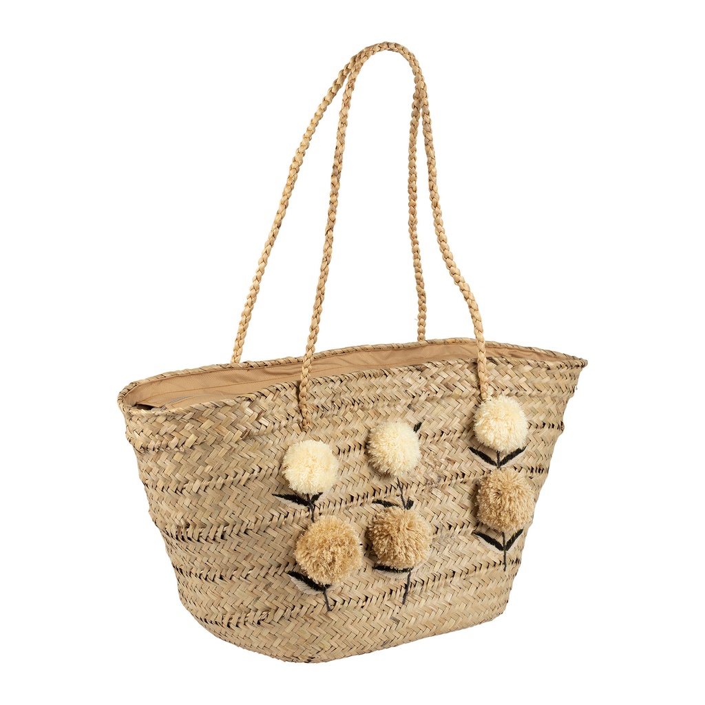 Sac Pompon Nat 58x19x30cm