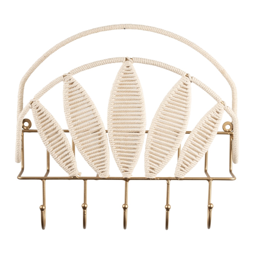 PORTE BIJOUX MACRAME NAT+DR 28X31