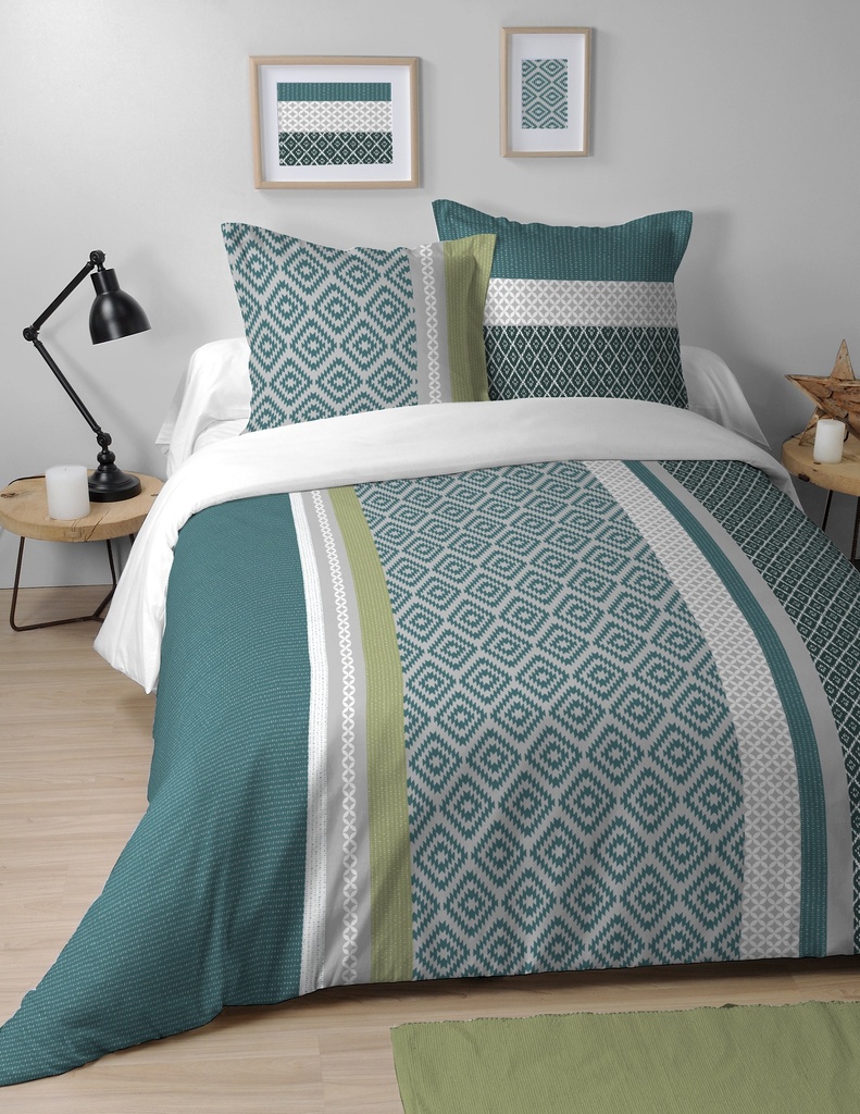 PARRURE DE LIT CURTIS HC 240X220+2T63X63
100%COTON
