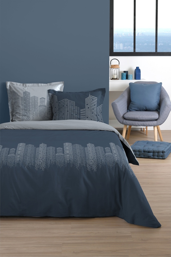 PARRURE DE LIT IMMEUBLES HC 240X220+2T63X63
100%COTON