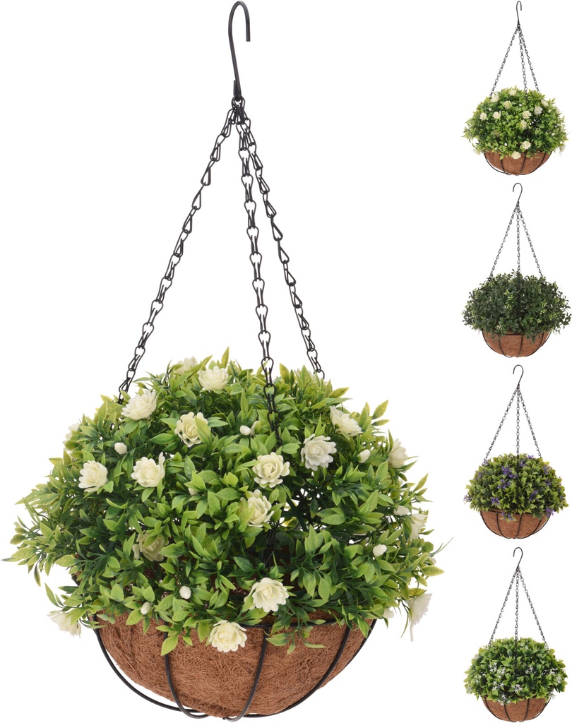 PLANTE ARTIF. DE SUSP 20X10CM CHAINE METAL 50CM 4ASSORTI