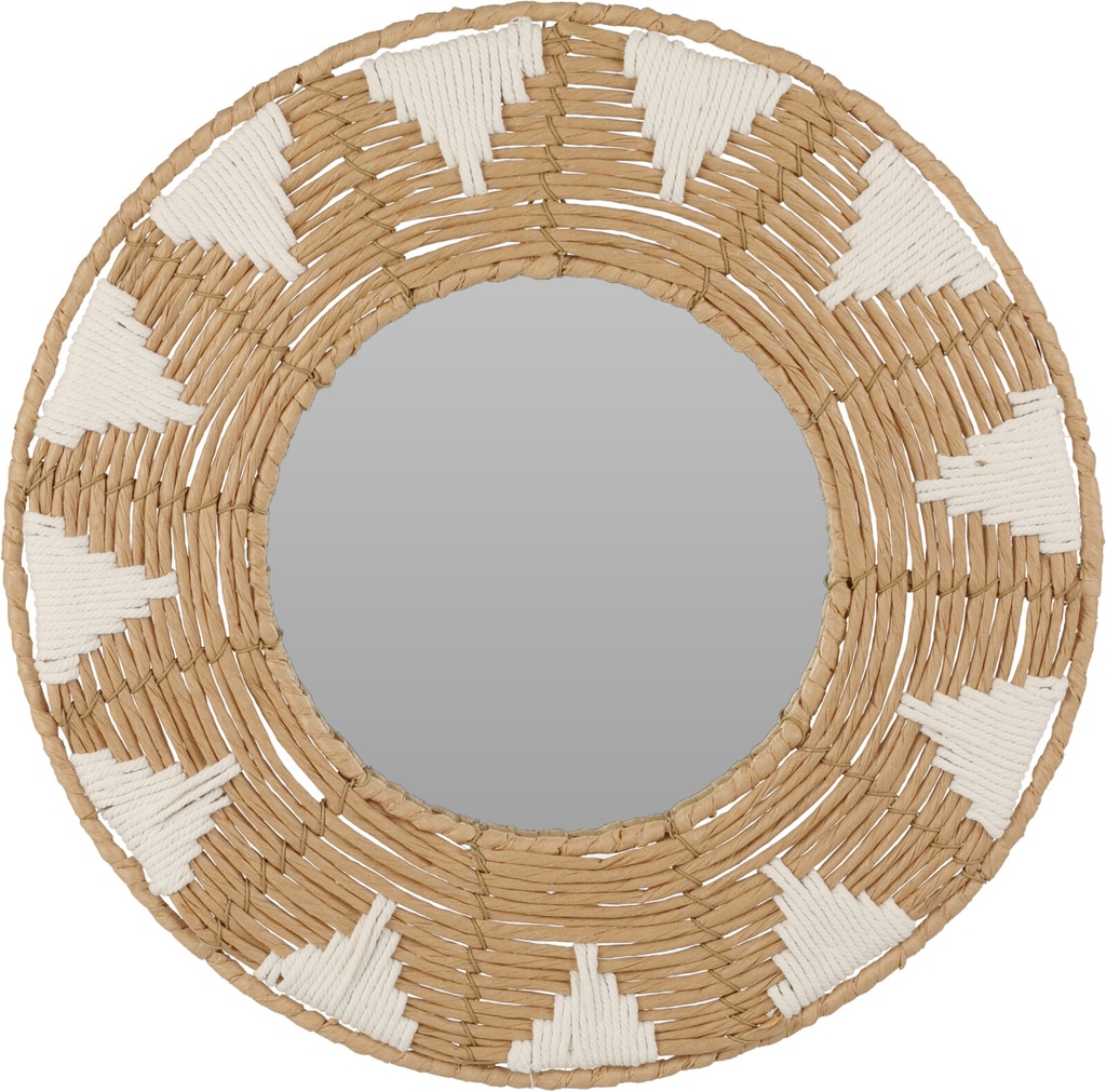 MIROIR ROND D40CM MARRON BLANC