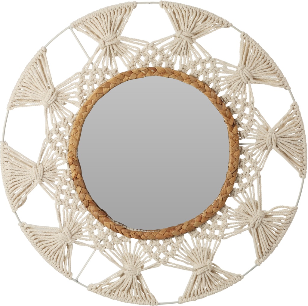 MIROIR ROND D45CM METAL ET CORDE