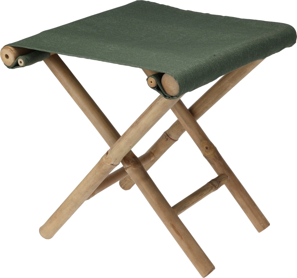 TABOURET PLIANT BAMBOU 40X40X40CM TISSU EN VERT