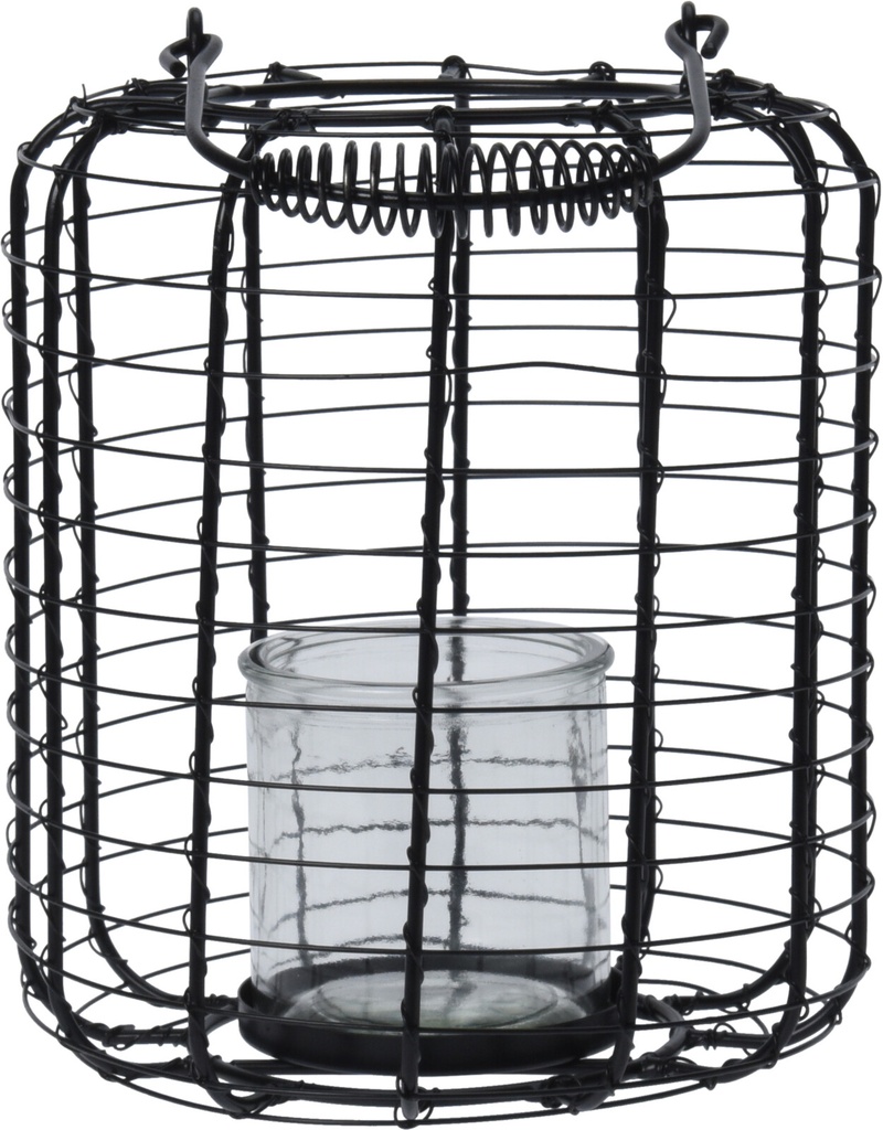 LANTERNE AVEC PORTE BOUGIE 18.5X18.5X24CM METAL NOIR