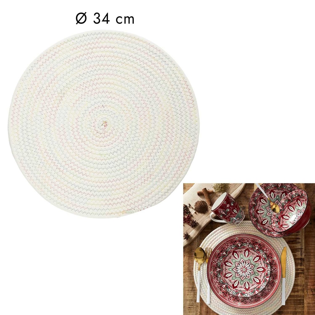 SET DE TABLE DECORATIF D34CM  COTON