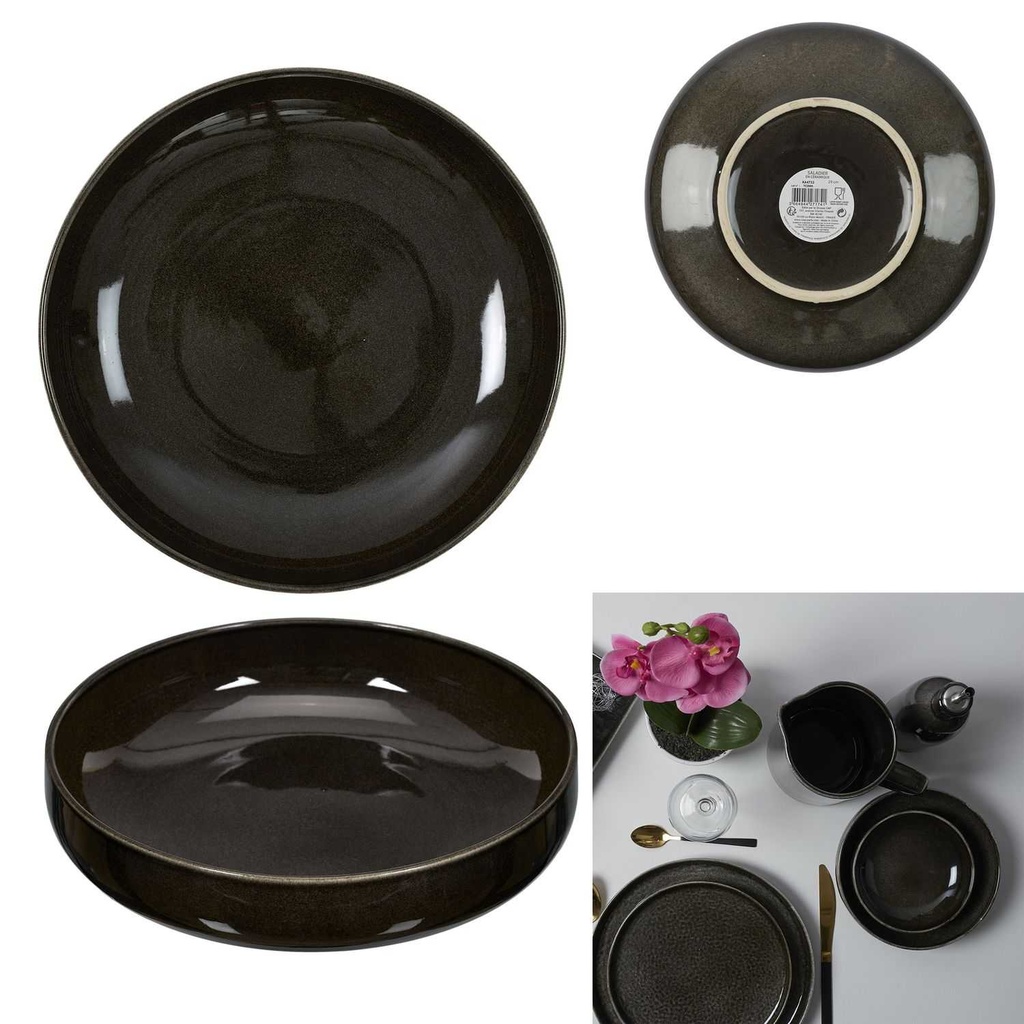 ASSIETTE NOIRE LISERE DORE D26CM