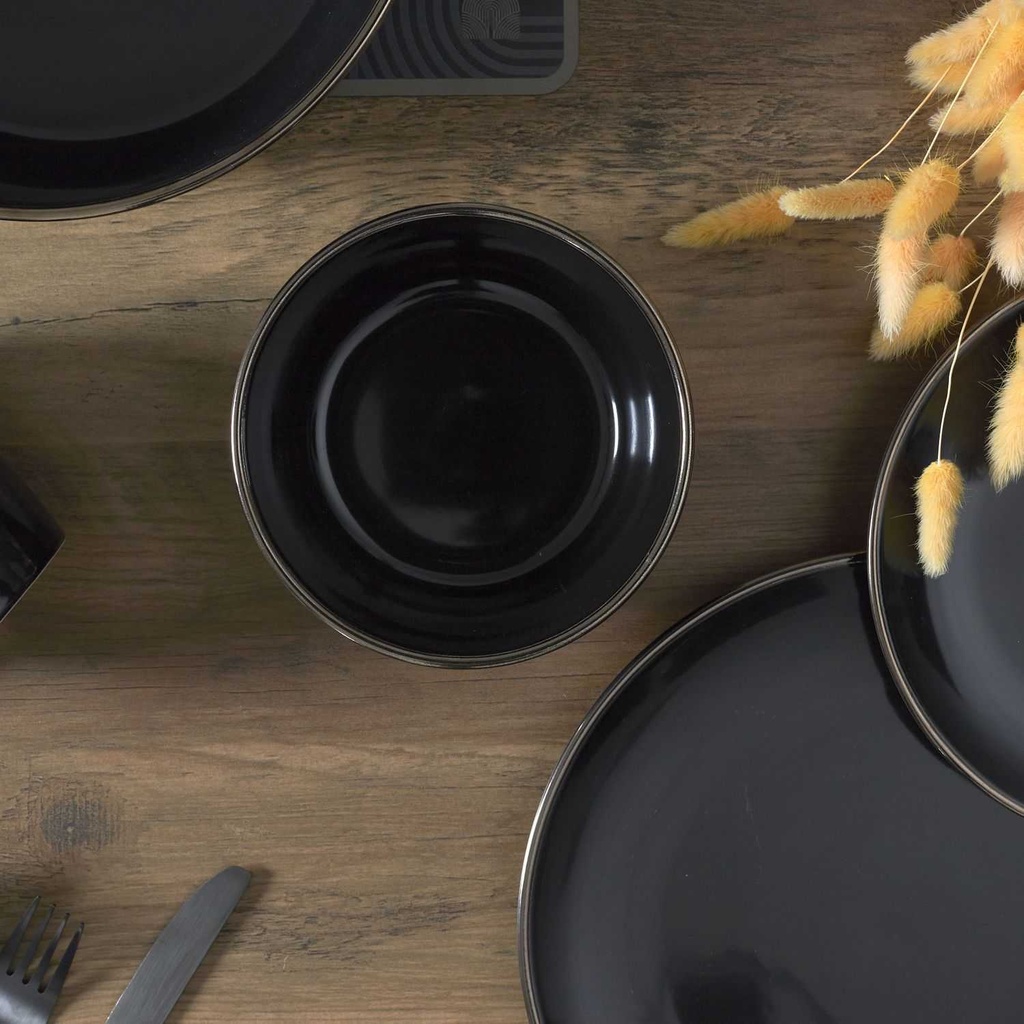 BOL NOIR LISERE DORE D14CM