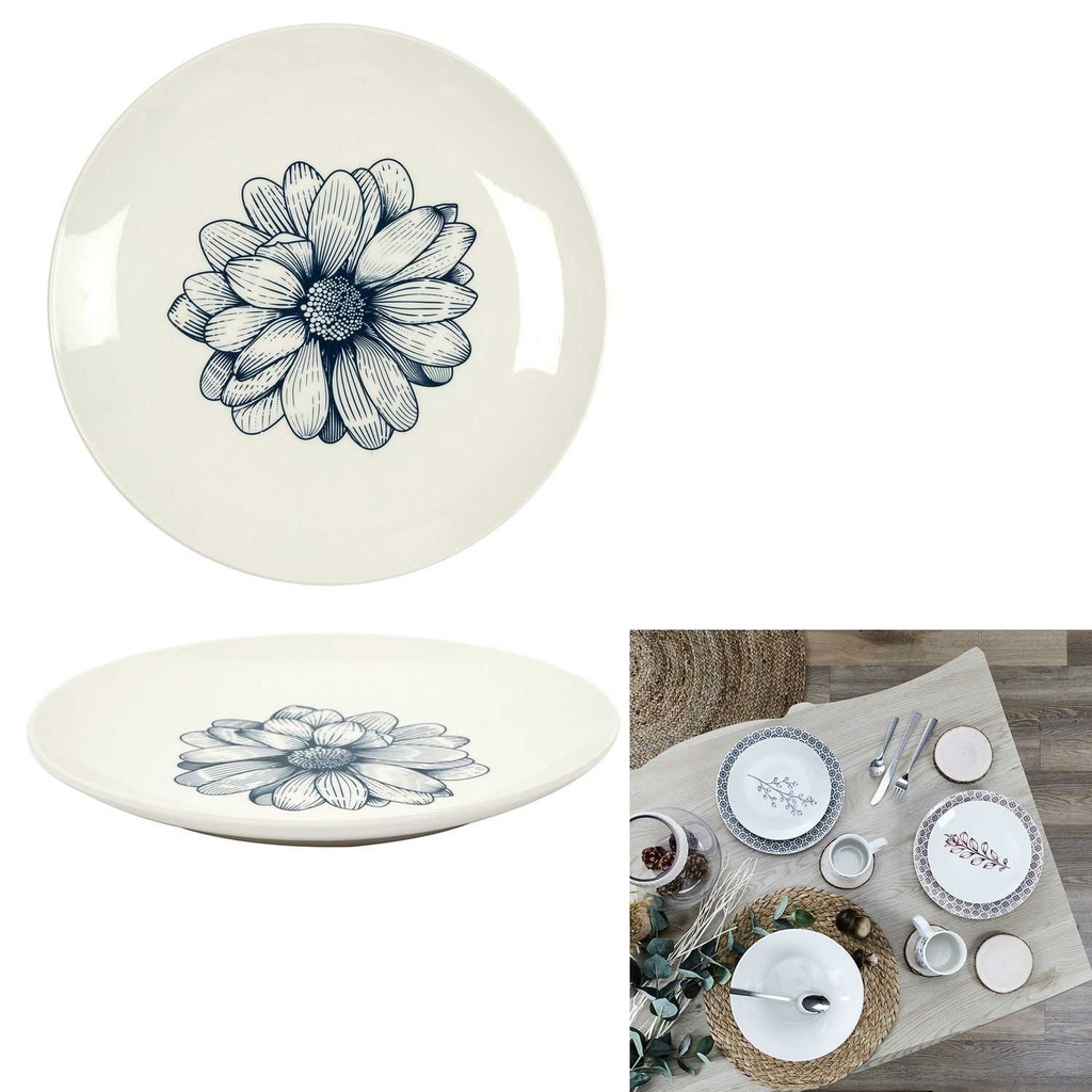 ASSIETTE COTTAGE PORCELAINE 20CM BLEU