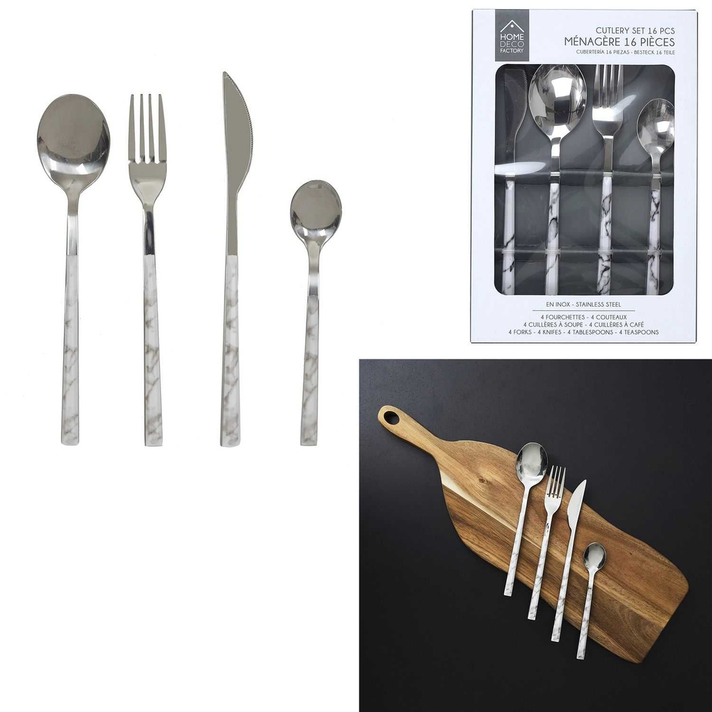 MENAGERE EFFET MARBRE 16PCS