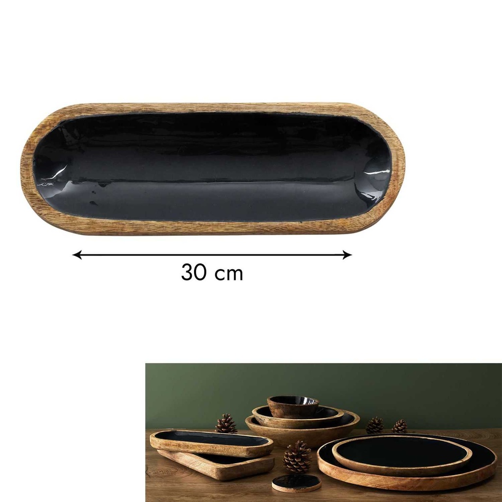 PLATEAU DE SERVICE MANGUIER 30X10CM BOIS NOIR
