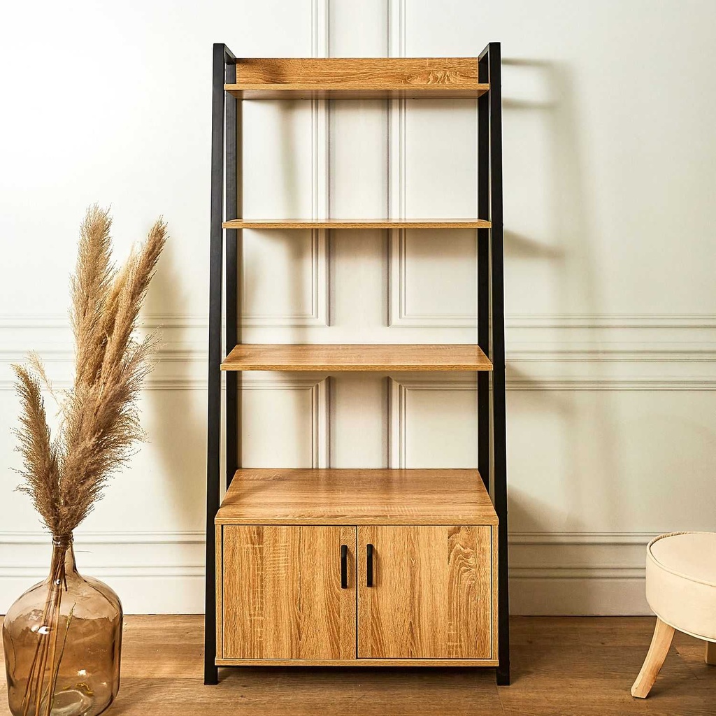 ETAGERE MURALE  L75XL40H160CM FER BOIS