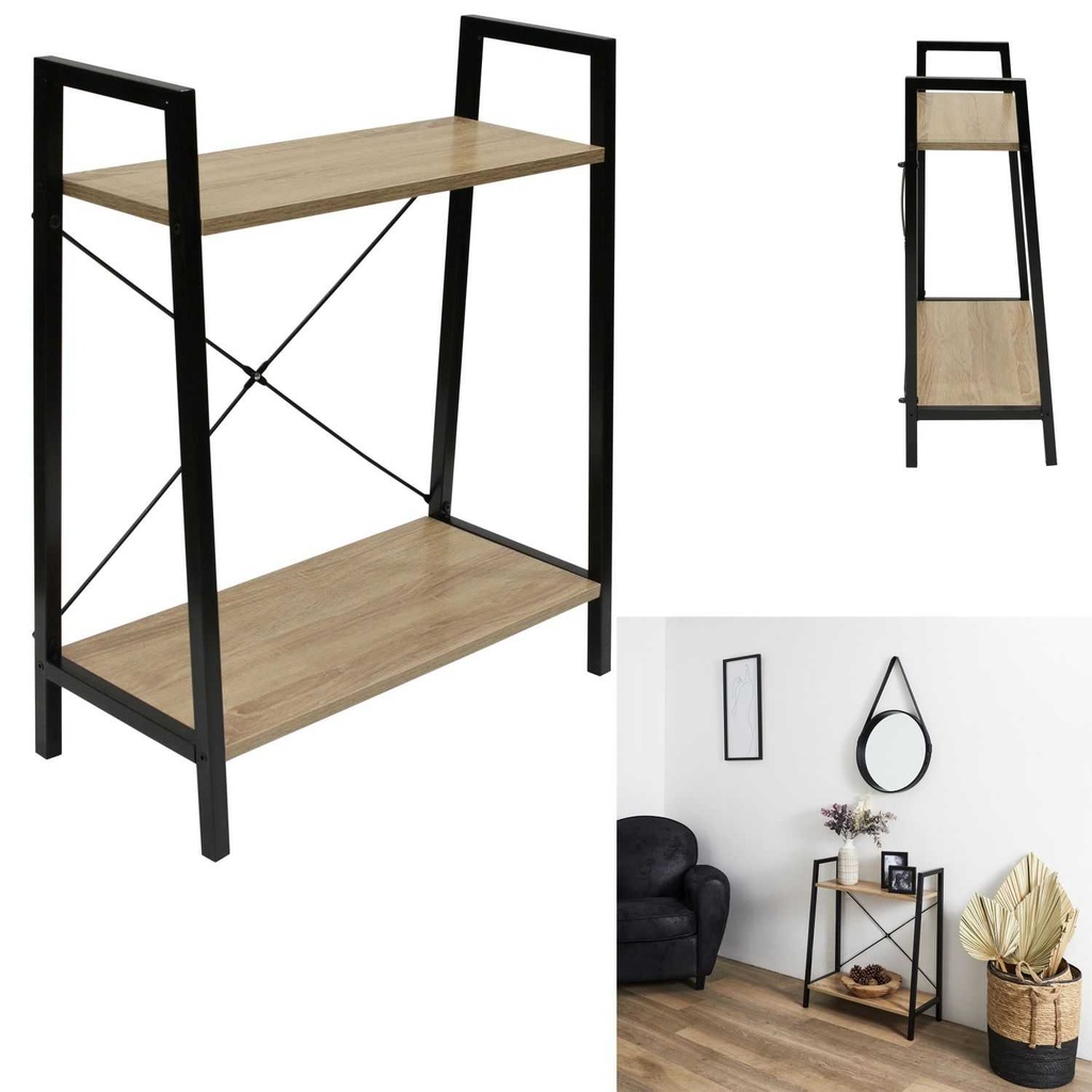 ETAGERE BOIS ET METAL 70X60X27