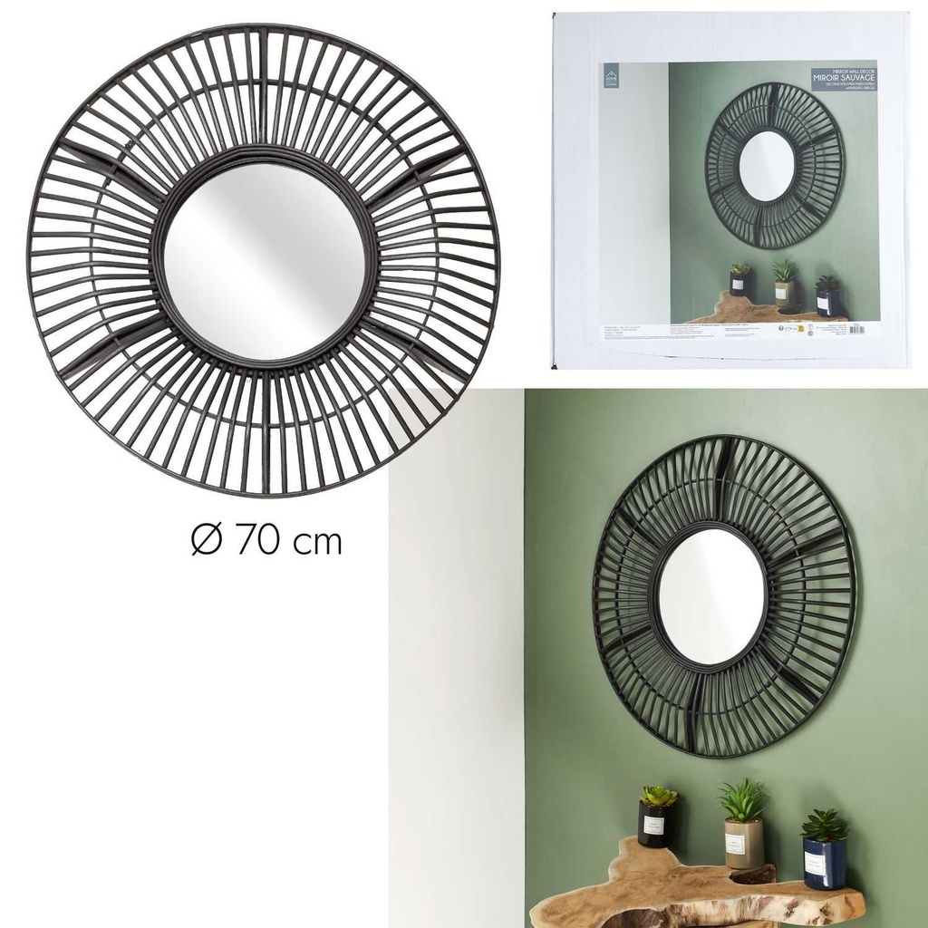 Miroir Noir Sauvage D70cm