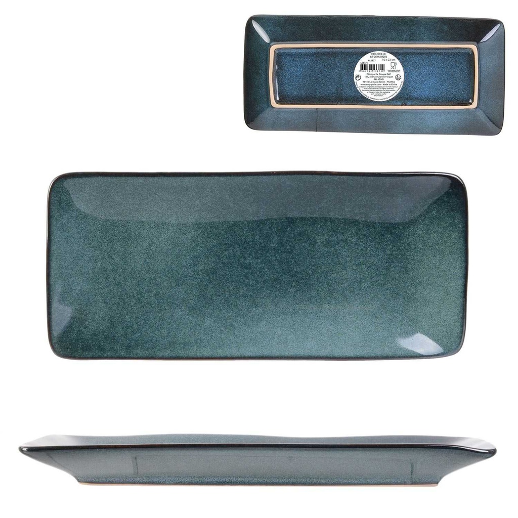 COUPELLE RECTANGLE GRES DU TEMPS 10X22CM BLEU M12