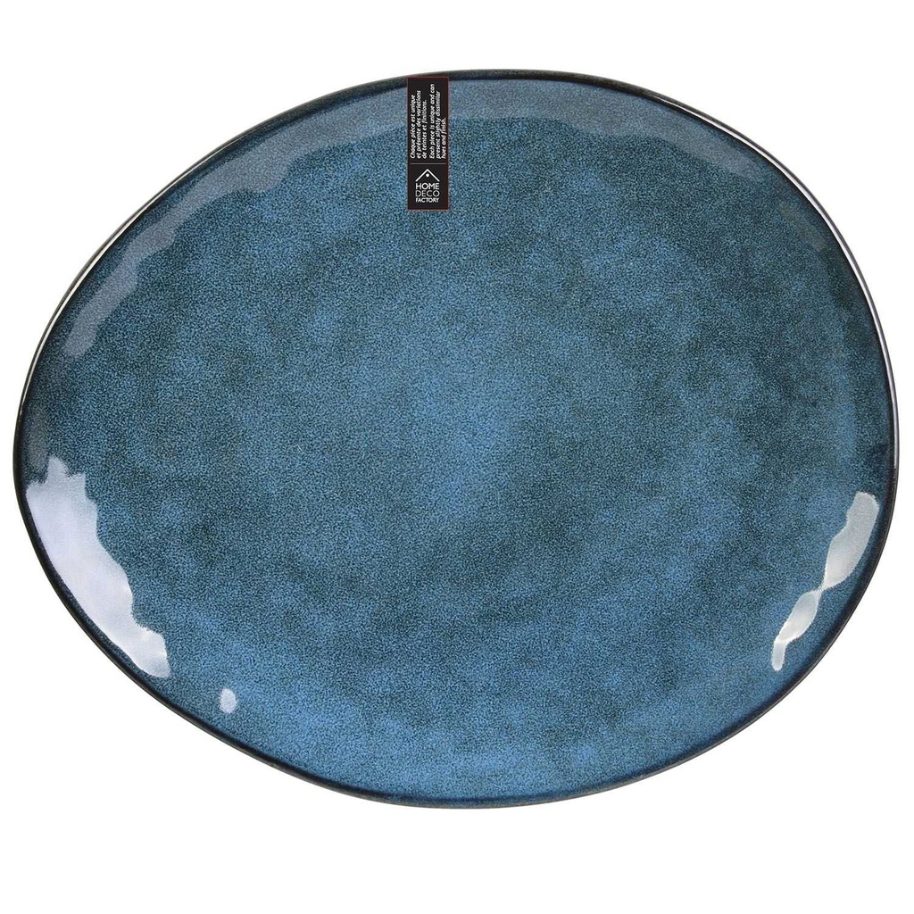ASSIETTE BLEU GALET 22X18CM AU GRES DU TEMPS