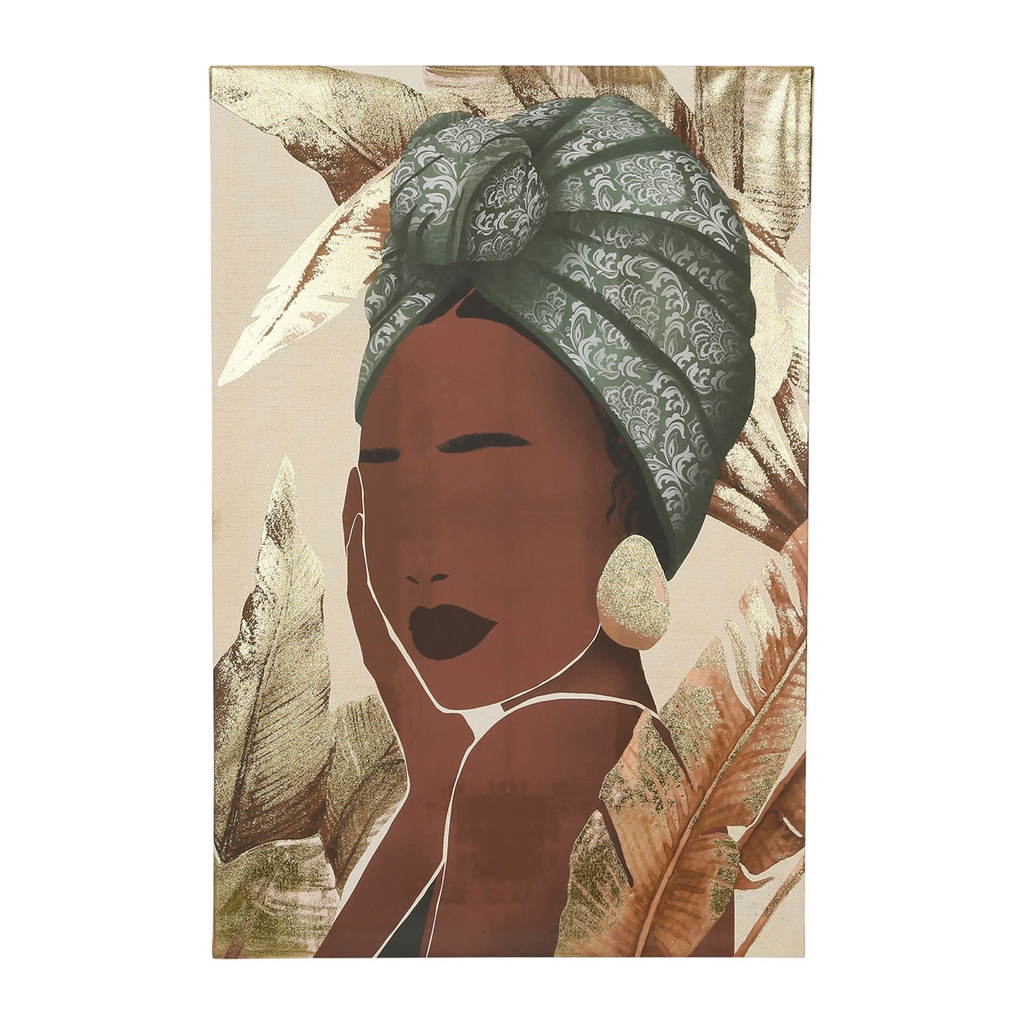 TABLEAU FEMME BRUN 60X90 TOILE