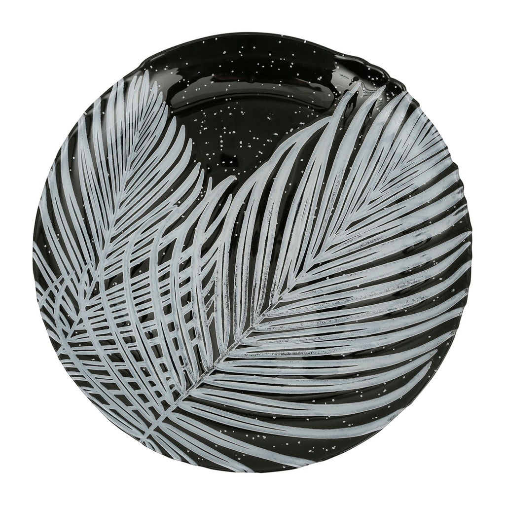 PLAT MAJORQUE NOIR D33CM VERRE