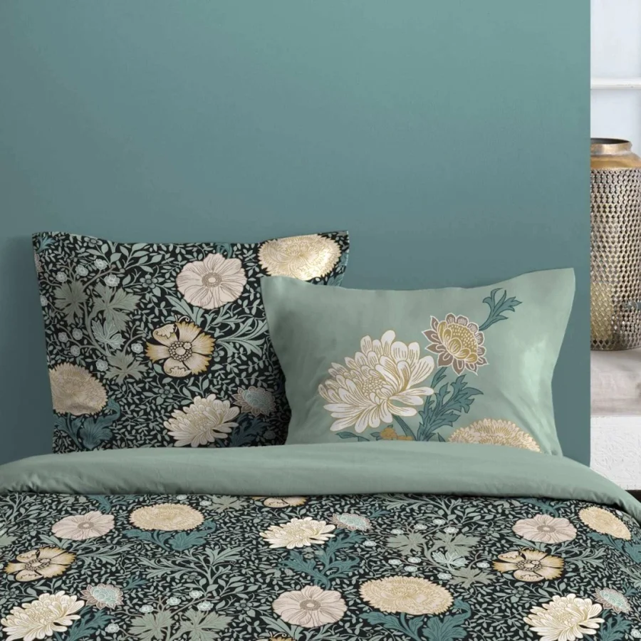 PARRURE DE LIT ALPHONS BLEU HC 260X240+2T63X63
100%COTON 