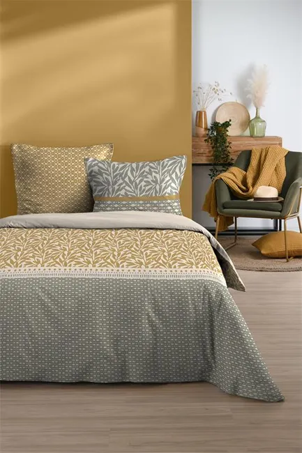 PARURE HOUSSE DE COUETTE MAGDALA MOUTARDE 260X240 