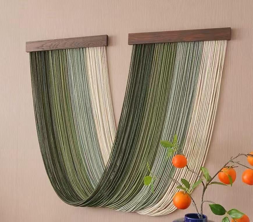 ART MURALE MACRAMÉE VERT 200X50CM