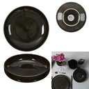 ASSIETTE NOIRE LISERE DORE D26CM