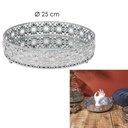 PLATEAU DECO MIROIR ARGENTE D25CM